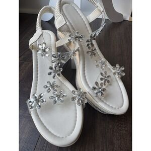 Women's Floral Rhinestone Wedge Sandals Size 41 US 10